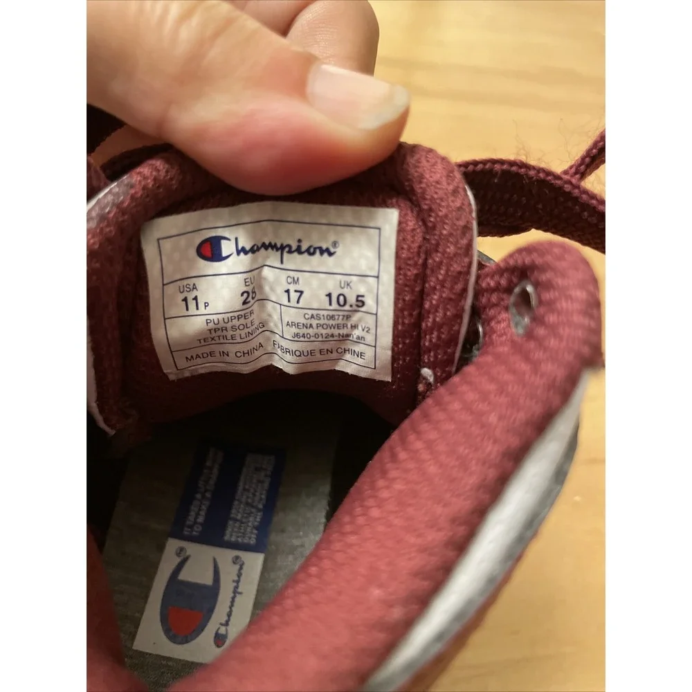 Champion‎ Kids Shoes Size 11 Maroon And White Toddler Shoe High Tops
